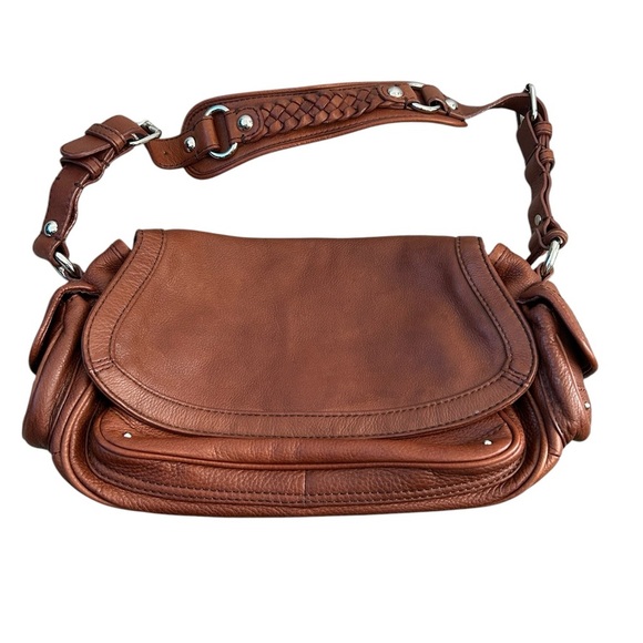 Banana Republic leather saddle bag vintage y2K in excellent condition! Braided n - Picture 1 of 13